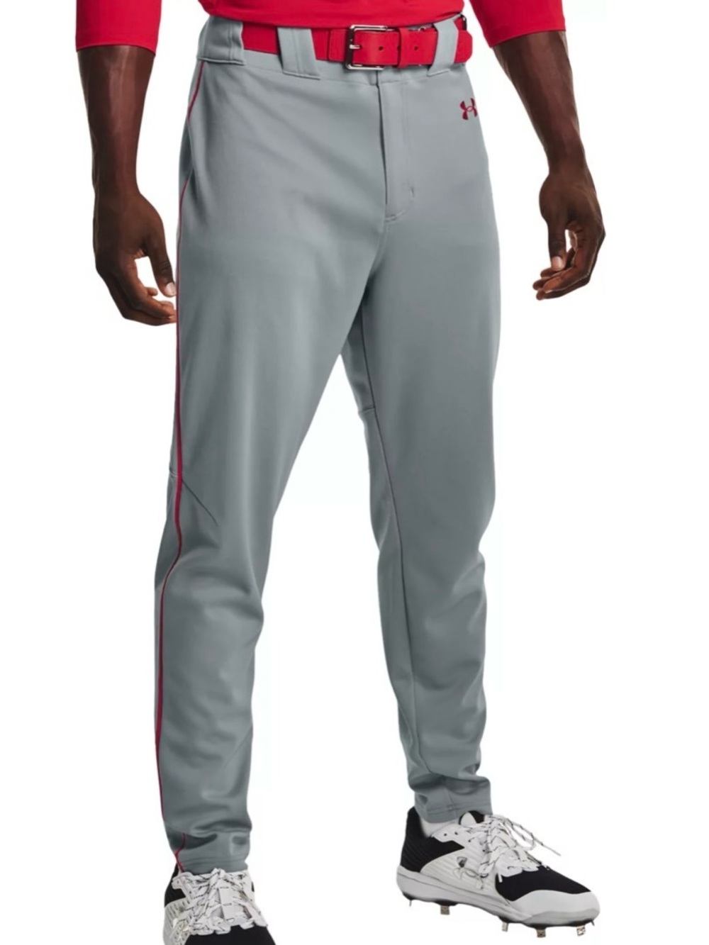 Under Armour Men's Gameday Vanish Piped Baseball Pants Gray/Red Size Medium NWT